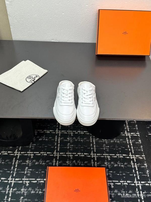 Hermès Deep Series Couple White Sneakers Casual Skate Shoes - AS00320