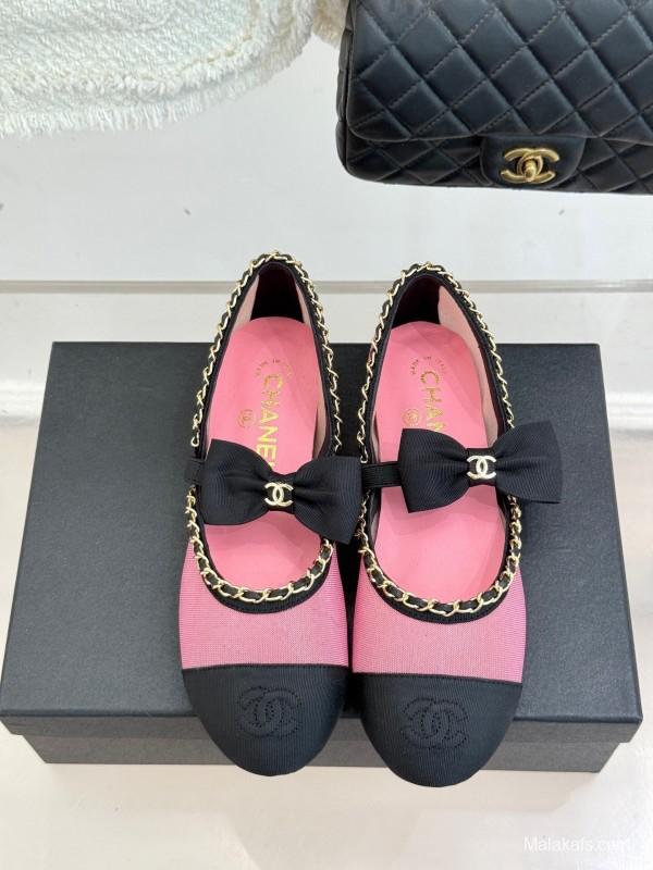 Chanel 2025 SS Hollow Chain Bow Mary Jane Shoes - KFY00290/KFY00300