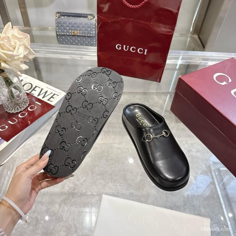 Gucci Camel Suede Horsebit Women's Barefoot Mules - LY00240