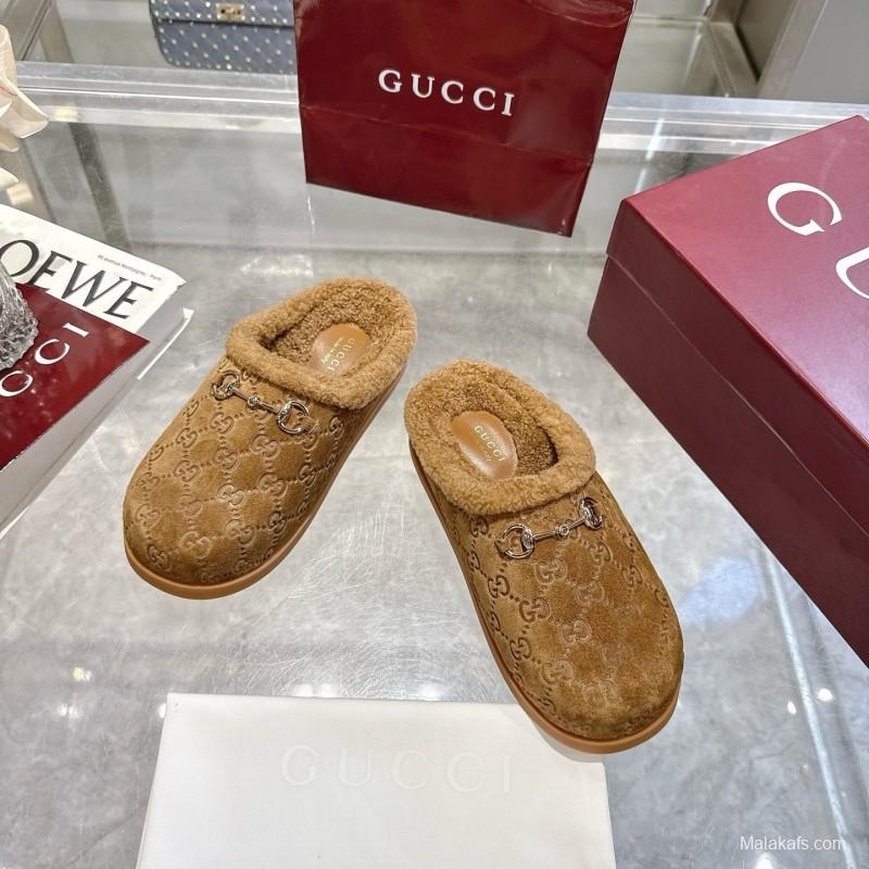 Gucci 2025 SS Autumn Winter New Suede Leather Horsebit Detail Women Wool Loafers - LY00260