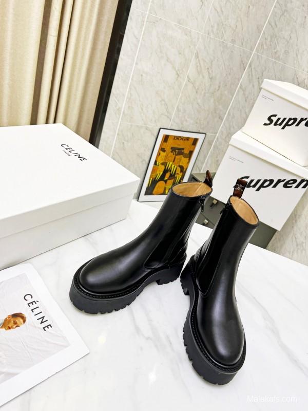 Celine 2025/ss Triomphe Side Zipper Ankle Boots - L Y00320
