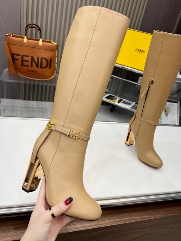 FENDI Delfina Round Toe Boots with FF Buckle - LY00520