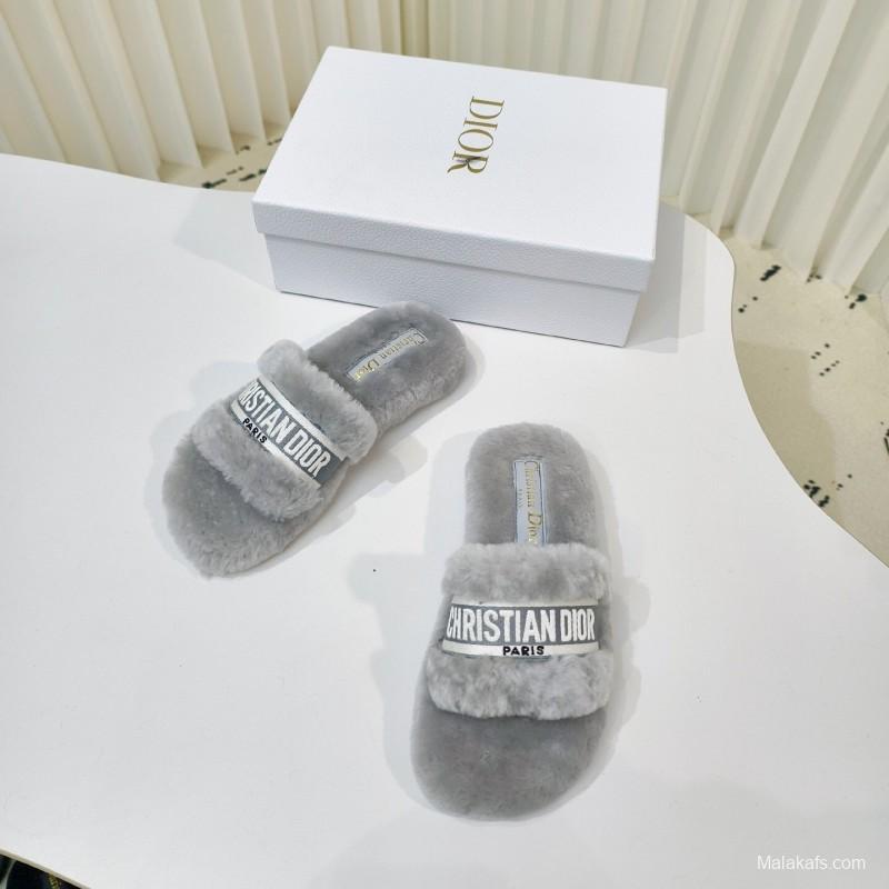 Dior Metal Buckle Wool Slippers Collection - LY00280