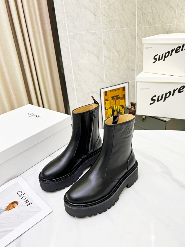 Celine 2025/ss Triomphe Side Zipper Ankle Boots - L Y00320