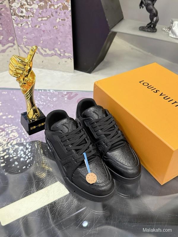 Louis Vuitton LV Trainer Maxi Sneakers Head Calfskin Ostrich Pattern Series - AS00400