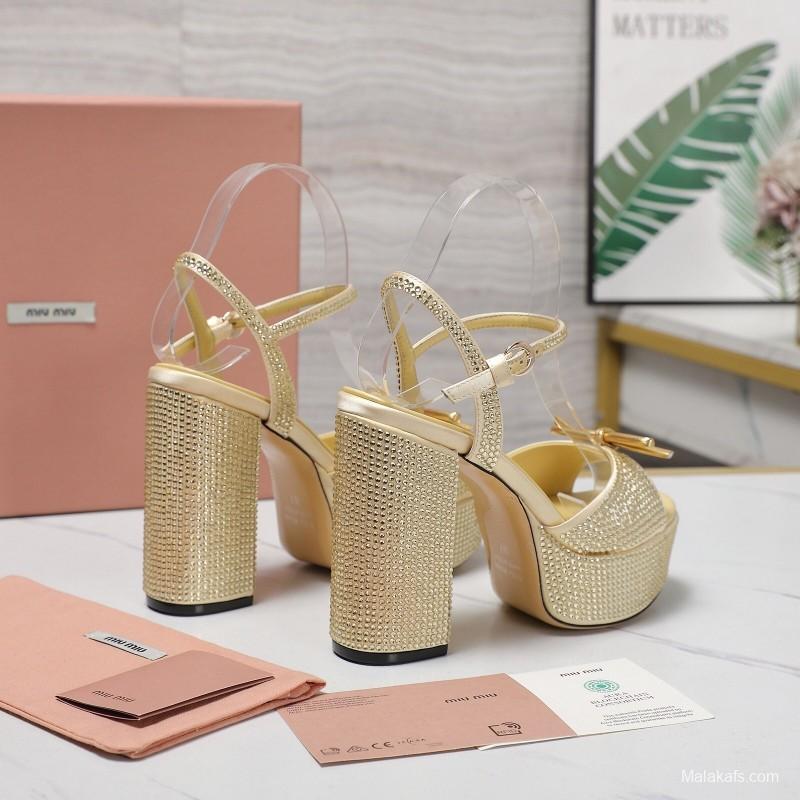 MIUMIU Bling Bling Swarovski Crystal Sandals with 11.5cm Heel - KFY00340