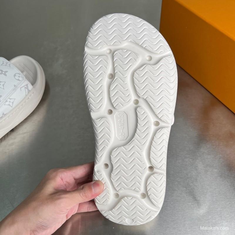 Louis Vuitton Miami Mule Slippers with Hook and Loop Closure - YC