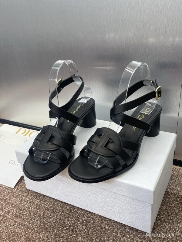 Dior D-Club Jelly Color Hollow Layered Cross Strap Mid Heel Women Shoes - KFY00290