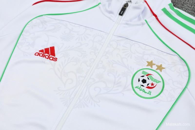 2026 Algeria White with Green and Red Stripes FULL Zipper Jacket Tracksuit +Long Pants