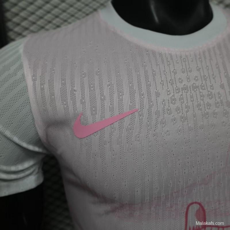 Player Version 2026 Brazil Special Edition White with Christ the Redeemer Pink Pattern Jersey