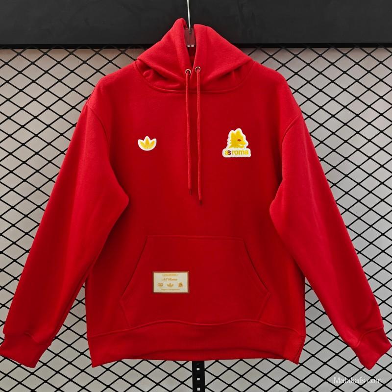 25/26 Adidas x AS Roma Retro  Embroidered Logo Hoodie 9 Colors