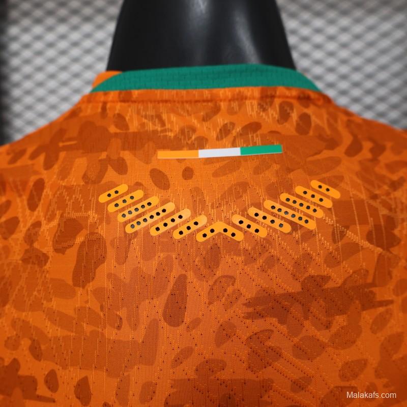 2026 Player Version Ivory Coast Orange with Leopard Pattern Jersey