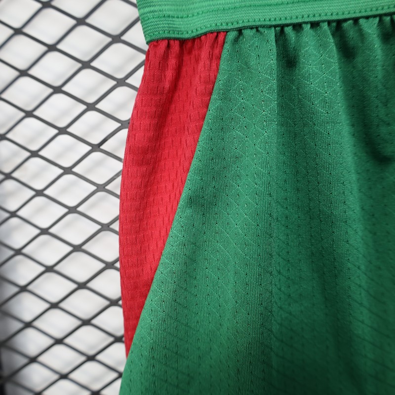 2026 Player Version Morocco Green with Red Side Panels Shorts