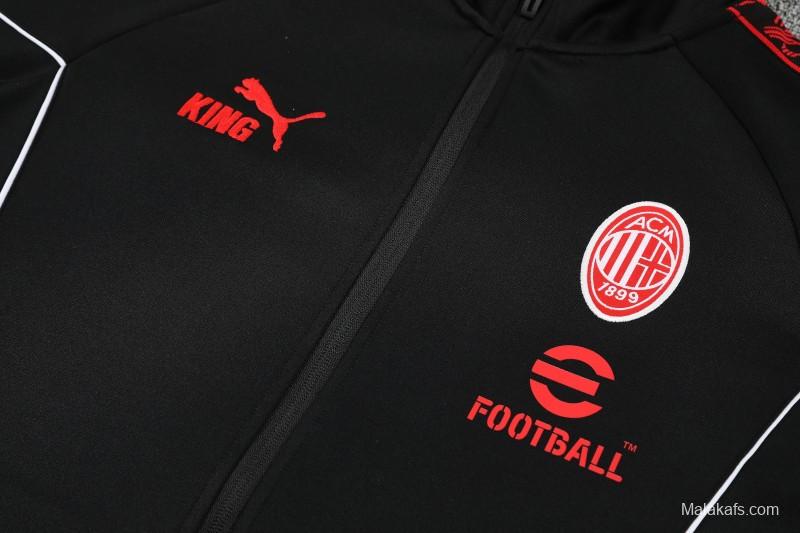 25/26 AC Milan Black Full Zipper Jacket Tracksuit + Long Pants