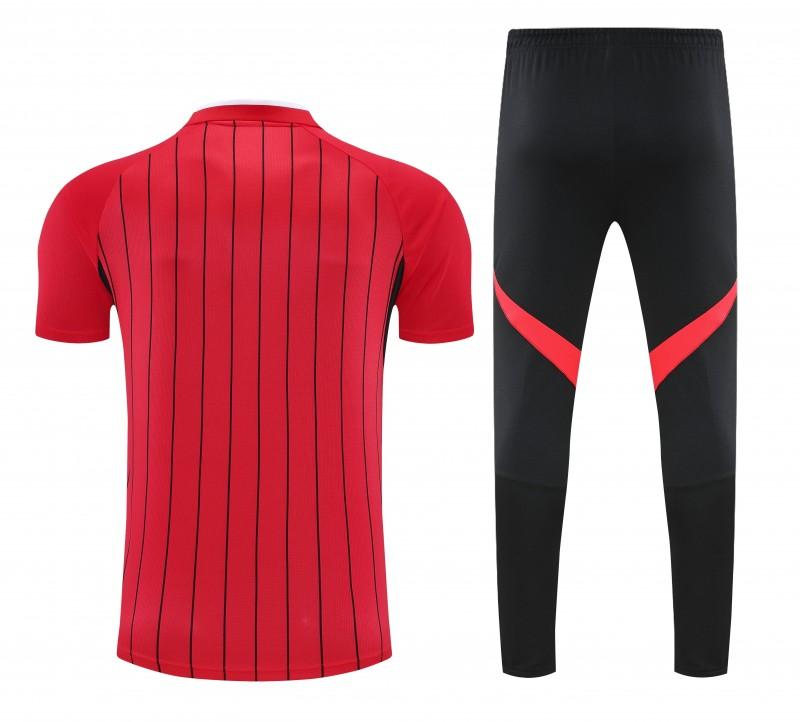 26/27 Manchester United  Red Stripes  Polo Training Shirt + Long Pants Tracksuit