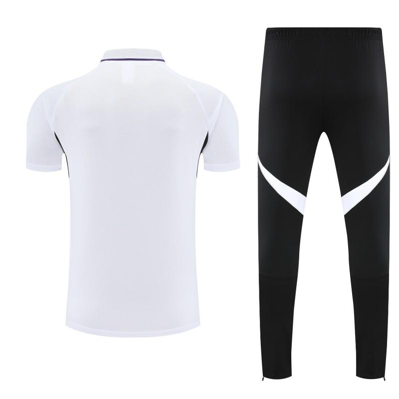 26/27  Manchester United White Polo Training Shirt + Long Pants Tracksuit