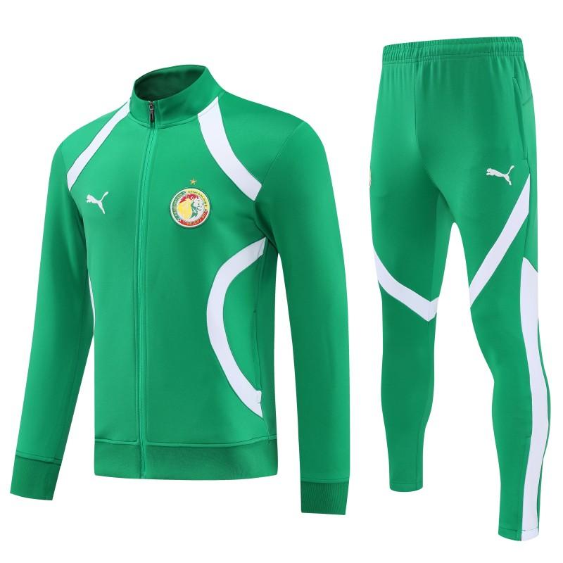 26/27 Senegal Green & White  Full Zipper Jacket Tracksuit + Long Pants