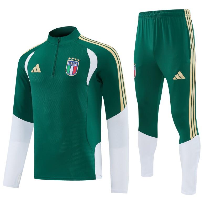 26/27 Italy Green Half Zipper Jacket Tracksuit + Long Pants