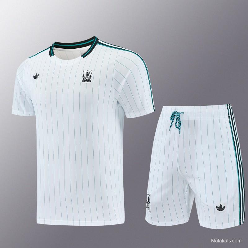 26/27  Liverpool White Short Sleeve+Soccer Shorts