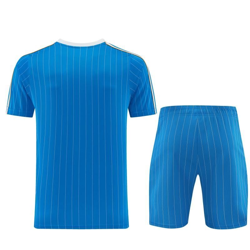 26/27 Real Madrid  Blue Pinstripe  Short Sleeve+Soccer Shorts