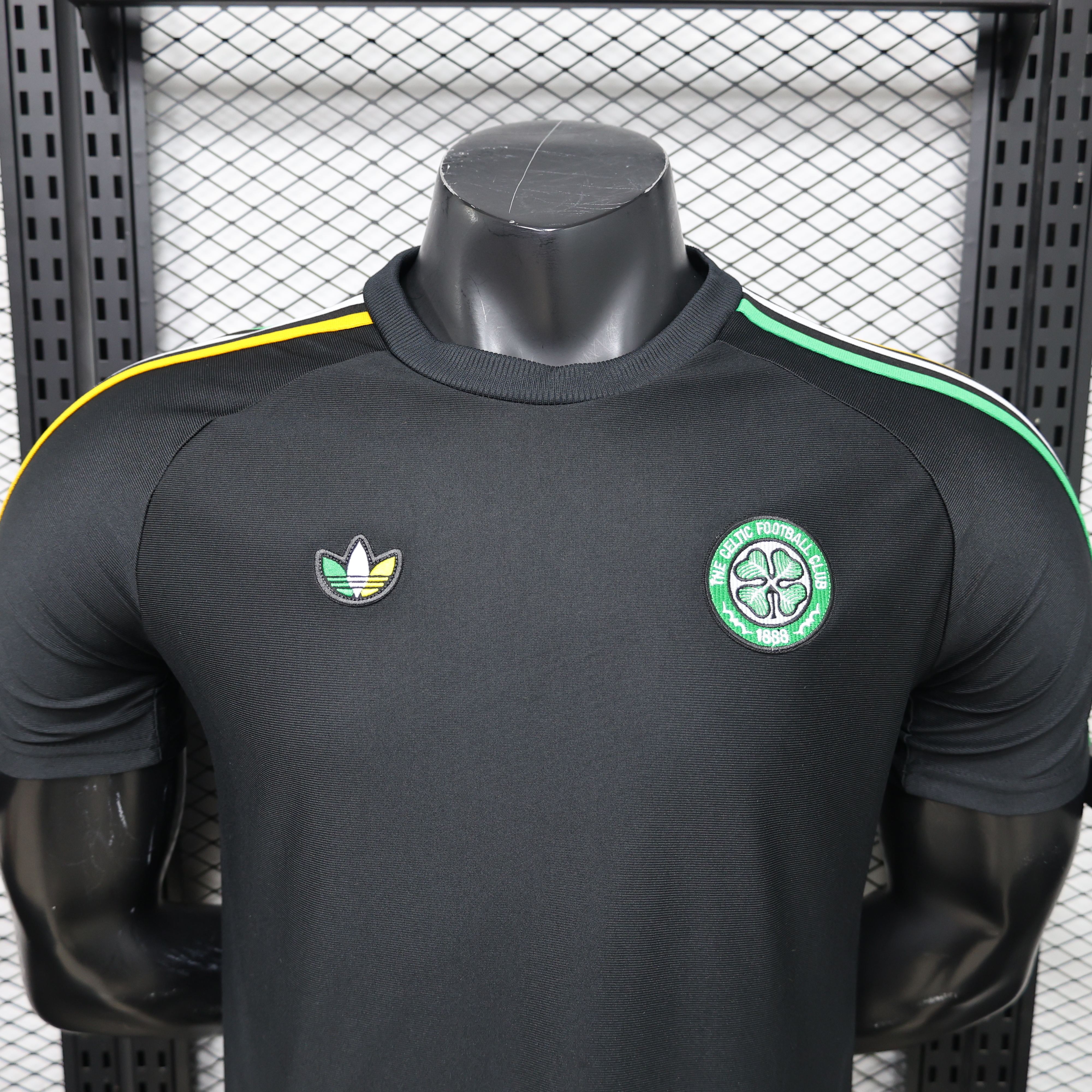 Player Version 26/27 Celtic Black with Asymmetric Yellow & Green Stripe Jersey