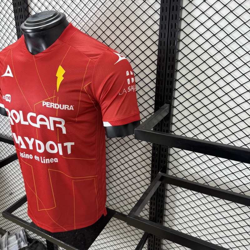 Player Version 25/26 Club Necaxa away Red with Gold Geometric Lightning Pattern Jersey