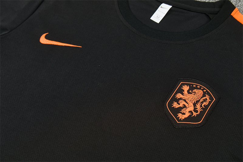 2026 Netherlands Black & Orange  Short Sleeve+Soccer Shorts