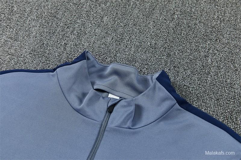 2026 England Grey Half Zipper Jacket Tracksuit + Navy  Blue Long Pants (Nike)