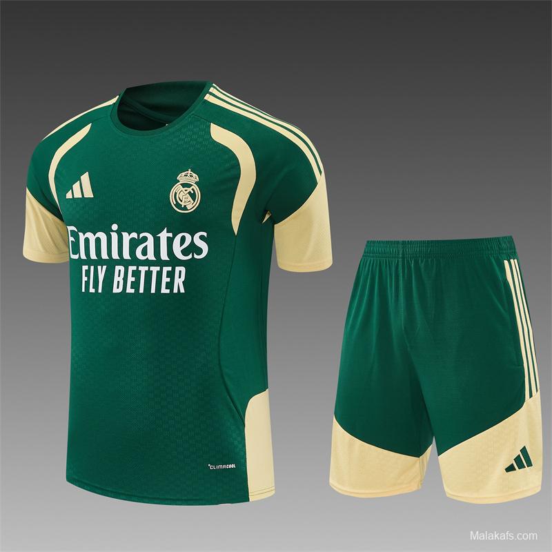 2026 Real Madrid Green & Cream  Short Sleeve+Soccer Shorts