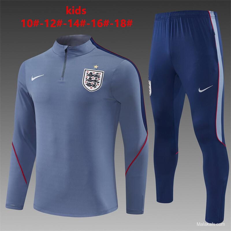 2026 England Grey Half Zipper Jacket Tracksuit + Navy  Blue Long Pants (Nike)