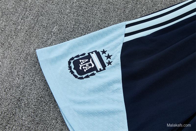 2026 Argentina White & Light Blue Radial Stripe Short Sleeve+Soccer Shorts