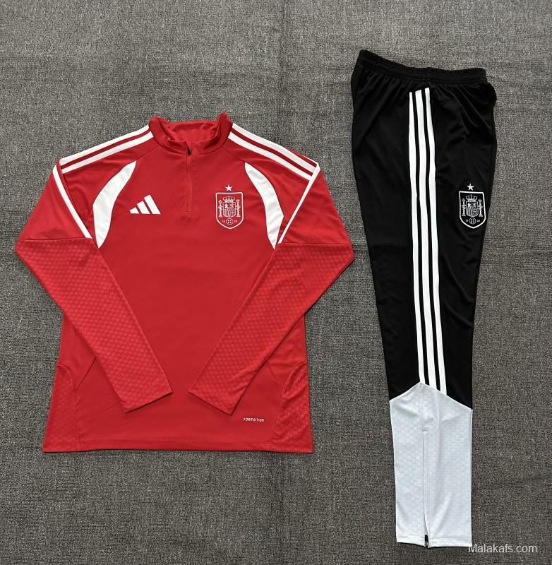 2026 Kids Spain Red Half Zipper Jacket Tracksuit + Long Pants