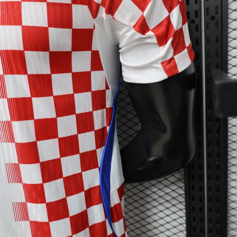 Player Version 2026 Croatia Home White & Red with Gradient Checkerboard Pattern Jersey