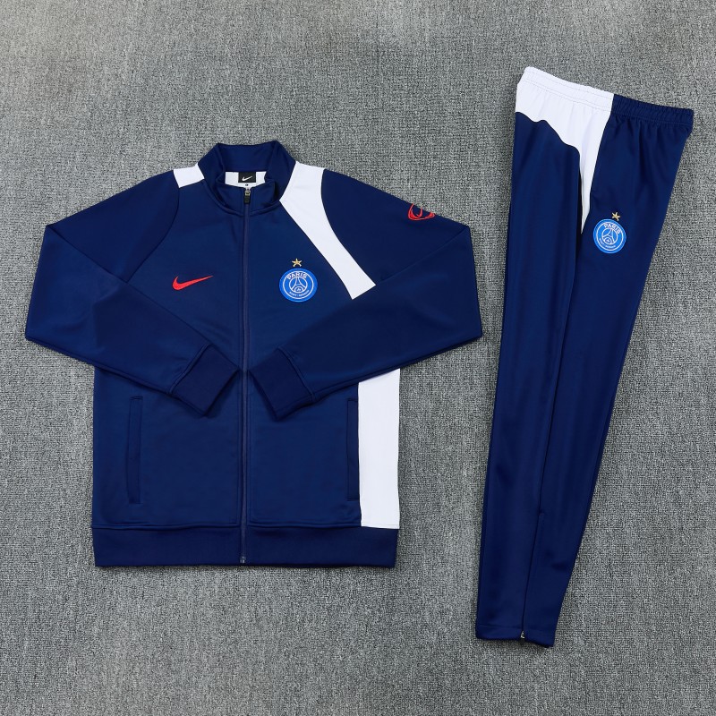 26/27 Paris Saint-Germain Navy Blue & White Full Zipper Jacket Tracksuit + Long Pants (Home)
