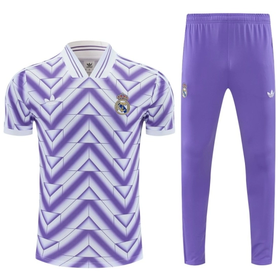 26/27 Real Madrid Purple Short Sleeve Tracksuit + Long Pants