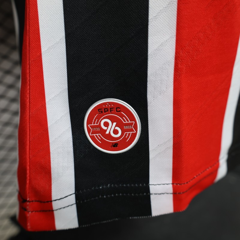 Player Version 26/27 São Paulo FC Away Red & Black Stripe  With White Collar Jersey