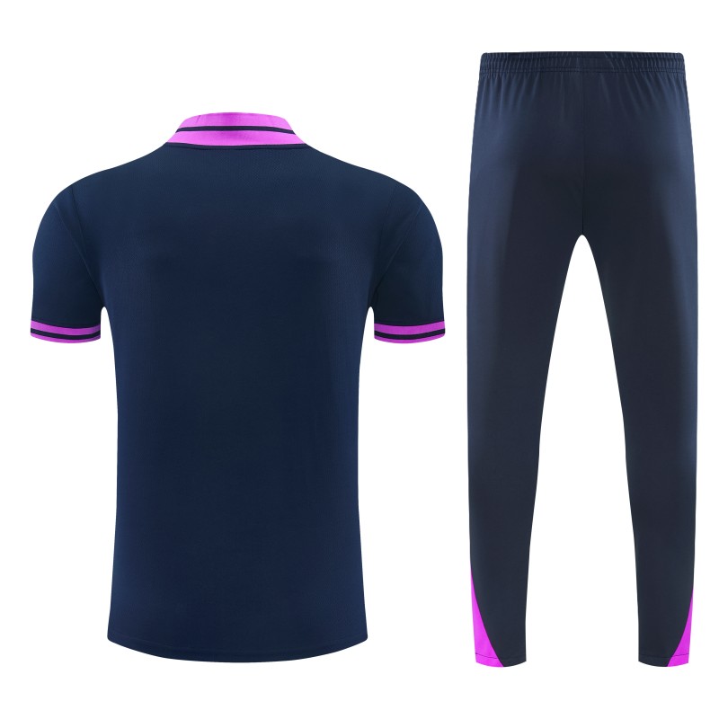 26/27 FC Barcelona Navy Blue with Purple  Short Sleeve Tracksuit + Long Pants