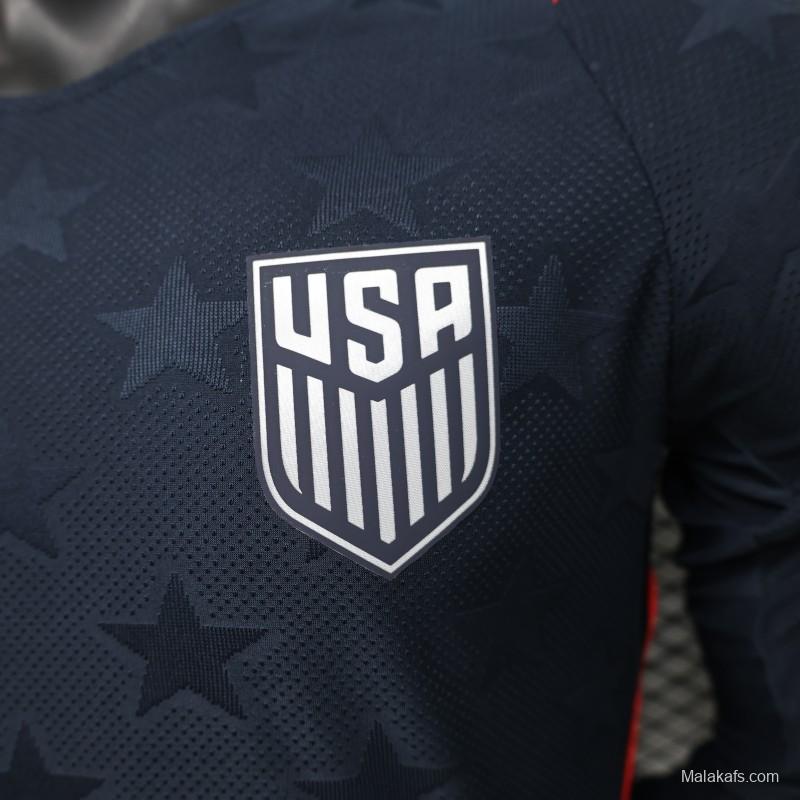 Player Version 2026 USA Navy Blue with Tonal Star  Long Sleeve Away Jersey