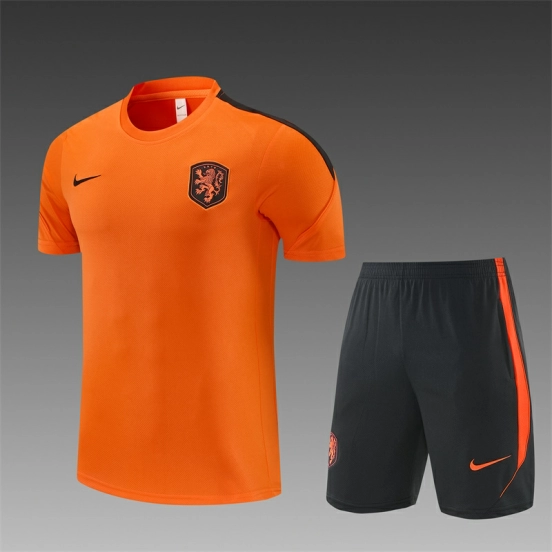 26/27 Netherlands Home Orange Short Sleeve + Soccer Shorts