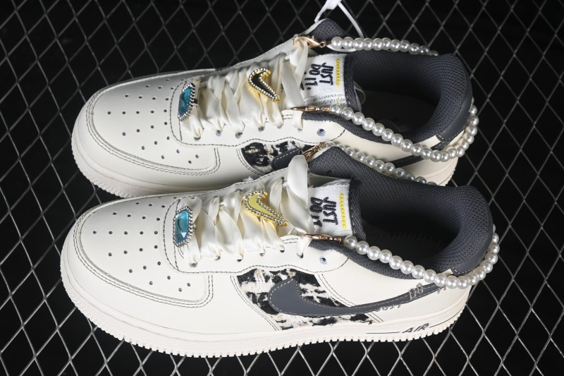 Nike Air Force 1 '07 Low Foggy Pearl Hand-Painted Graffiti Low-Top Casual Skate Shoes - FJ7740-071