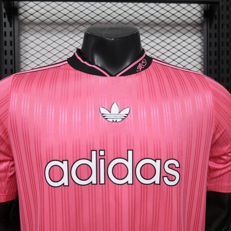 Player Version 2026 Adidas Originals Pink Stripe Retro Football Jersey