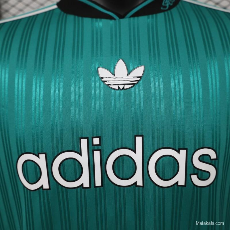 Player Version 2026  Adidas Originals Retro Style Teal Green Stripe Football Jersey