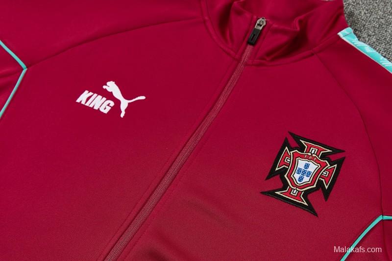 26/27 Portugal  Red Full Zipper Jacket Tracksuit + Long Pants