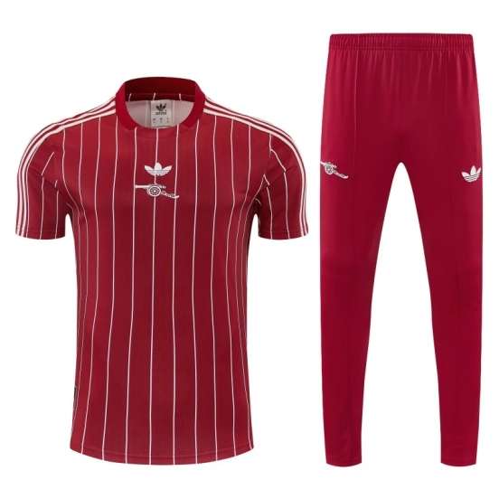 26/27 Arsenal Red Stripes Short Sleeve Tracksuit + Long Pants