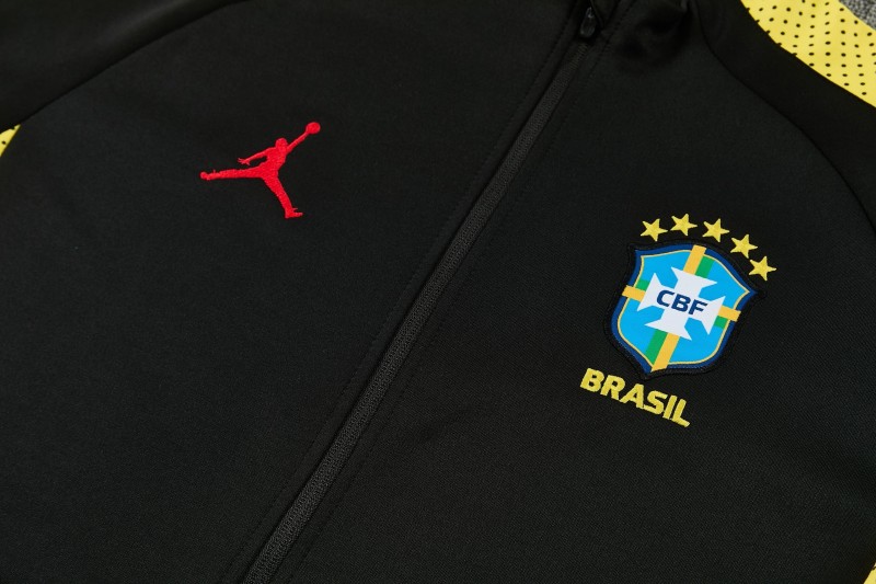 26/27 Brazil Black Full Zipper Jacket Tracksuit + Long Pants