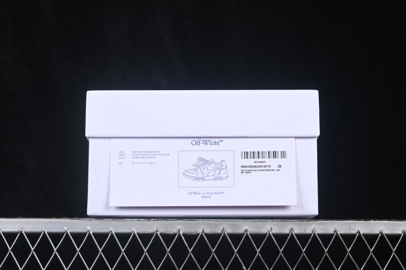 Off-White Out of Office Low-Top Fashion Skate Shoes in White Dark Grey Black - FYD4