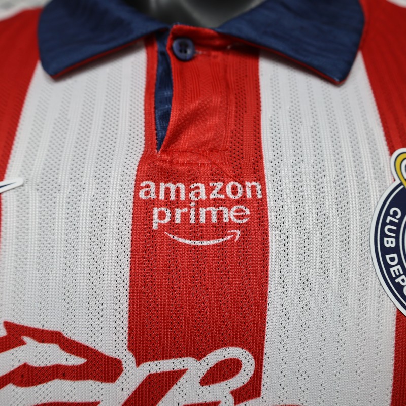Player Version 26/27 Chivas Home Long Sleeve Red Stripes Jersey