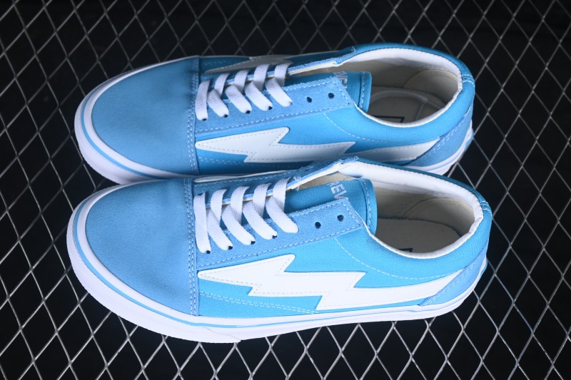 Revenge x Storm Old Skool Lightning Denim Low-Top Skateboarding Shoes in Lake Blue