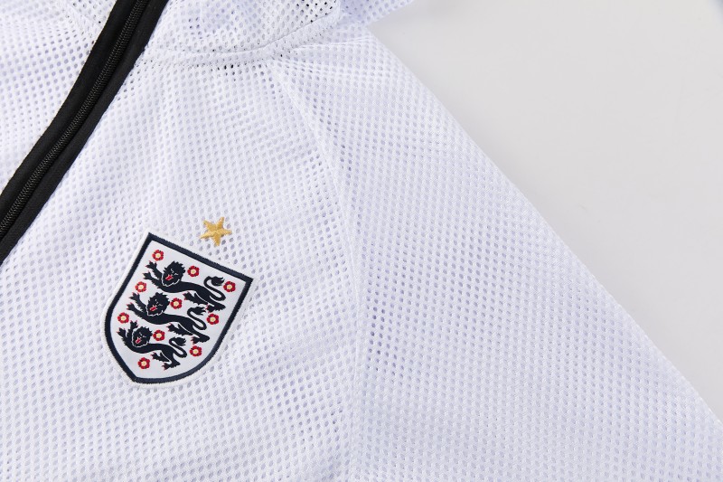 2026 England White Mesh Anthem Full Zipper Hooded Windbreaker Jacket