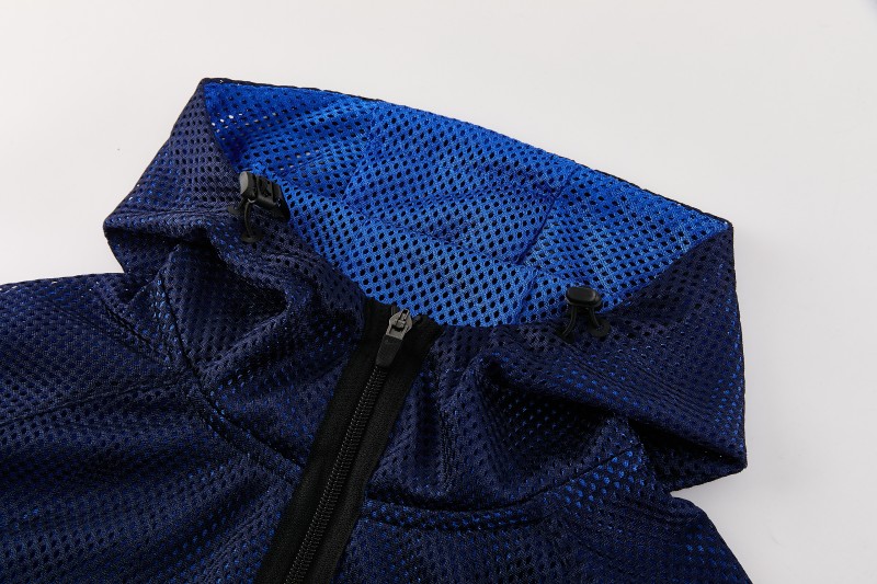 26/27 France Navy Blue Mesh Anthem Full Zipper Hooded Windbreaker Jacket
